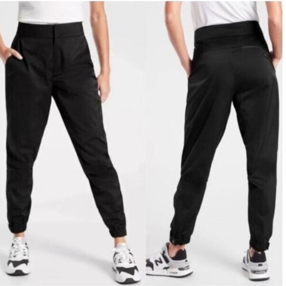 Athleta Radiant Jogger Pants Satin Tapered Black 14‎